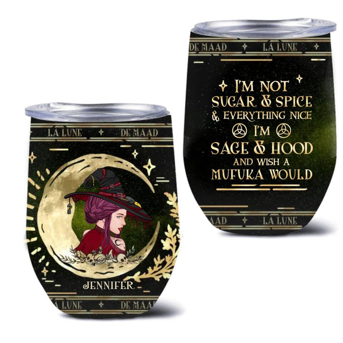 Custom Personalized La Lune Witch Wine Tumbler - Gift Idea For Witch - I'm Not Sugar & Spice & Everything Nice