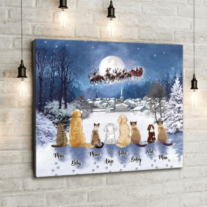 Custom Personalized Christmas Pet Canvas - Upto 7 Pets - Best Gift For Christmas And Dog Lovers/Cat Lovers - TT1FV8
