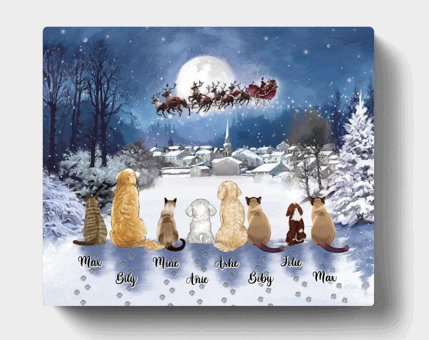 Custom Personalized Christmas Pet Canvas - Upto 7 Pets - Best Gift For Christmas And Dog Lovers/Cat Lovers - TT1FV8