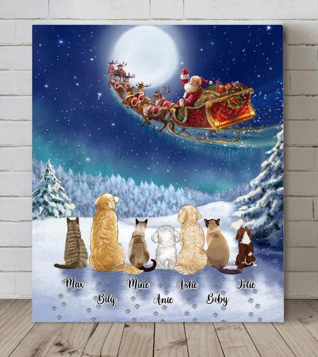 Custom Personalized Christmas Pet Canvas - Upto 7 Pets - Best Gift For Christmas And Dog Lovers/Cat Lovers - TT1FV8