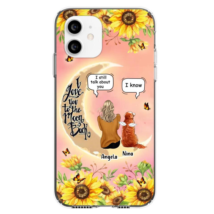 Custom Personalized Memorial Pet Sunflower Phone Case - Adult/Couple With Upto 4 Pets - Memorial Gift Idea For Dog/Cat Lovers - I Love You To The Moon & Back - Case For iPhone & Samsung