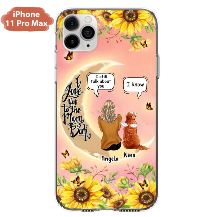 Custom Personalized Memorial Pet Sunflower Phone Case - Adult/Couple With Upto 4 Pets - Memorial Gift Idea For Dog/Cat Lovers - I Love You To The Moon & Back - Case For iPhone & Samsung