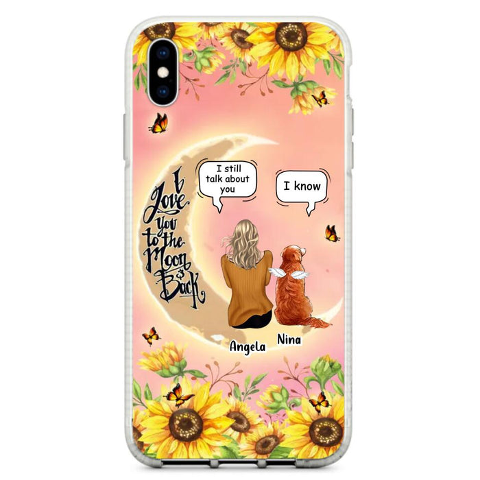 Custom Personalized Memorial Pet Sunflower Phone Case - Adult/Couple With Upto 4 Pets - Memorial Gift Idea For Dog/Cat Lovers - I Love You To The Moon & Back - Case For iPhone & Samsung