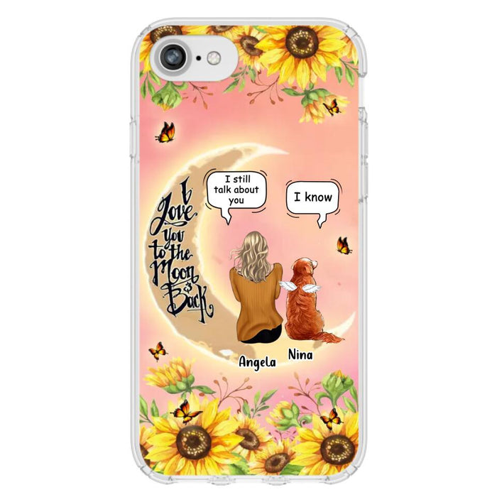 Custom Personalized Memorial Pet Sunflower Phone Case - Adult/Couple With Upto 4 Pets - Memorial Gift Idea For Dog/Cat Lovers - I Love You To The Moon & Back - Case For iPhone & Samsung