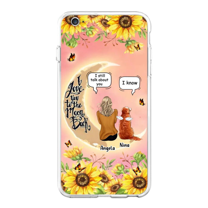 Custom Personalized Memorial Pet Sunflower Phone Case - Adult/Couple With Upto 4 Pets - Memorial Gift Idea For Dog/Cat Lovers - I Love You To The Moon & Back - Case For iPhone & Samsung