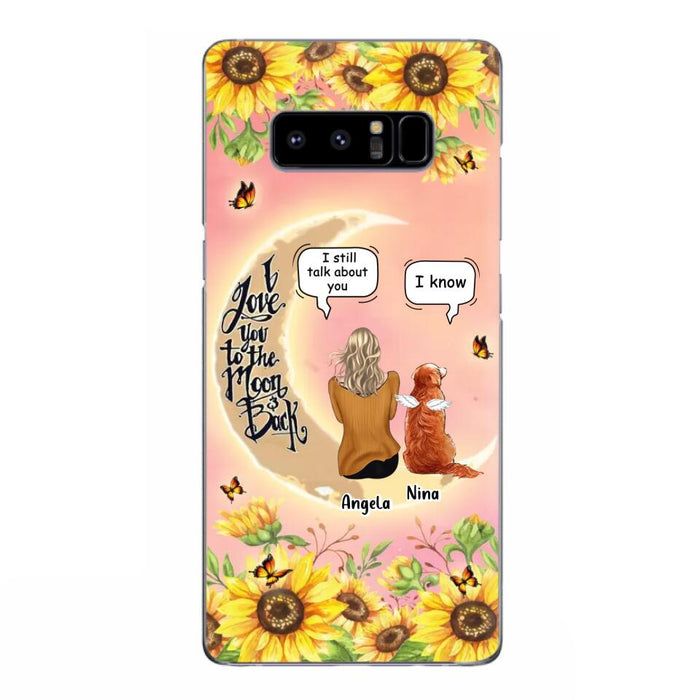 Custom Personalized Memorial Pet Sunflower Phone Case - Adult/Couple With Upto 4 Pets - Memorial Gift Idea For Dog/Cat Lovers - I Love You To The Moon & Back - Case For iPhone & Samsung