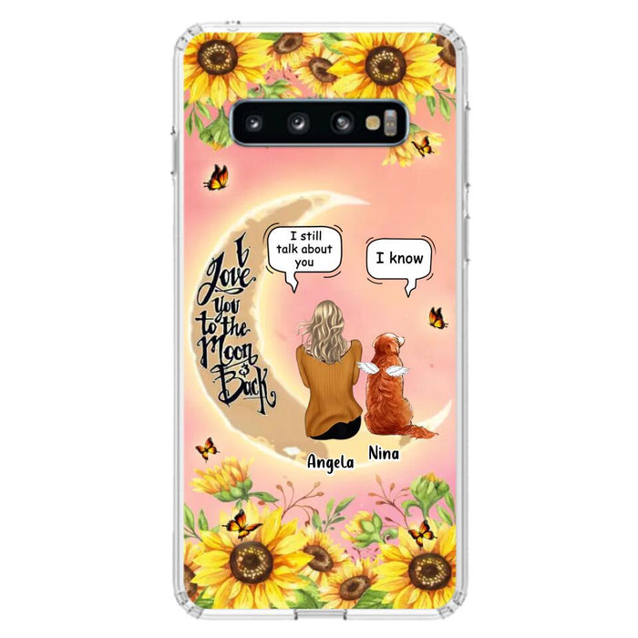 Custom Personalized Memorial Pet Sunflower Phone Case - Adult/Couple With Upto 4 Pets - Memorial Gift Idea For Dog/Cat Lovers - I Love You To The Moon & Back - Case For iPhone & Samsung