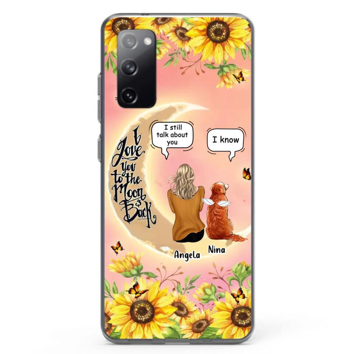 Custom Personalized Memorial Pet Sunflower Phone Case - Adult/Couple With Upto 4 Pets - Memorial Gift Idea For Dog/Cat Lovers - I Love You To The Moon & Back - Case For iPhone & Samsung