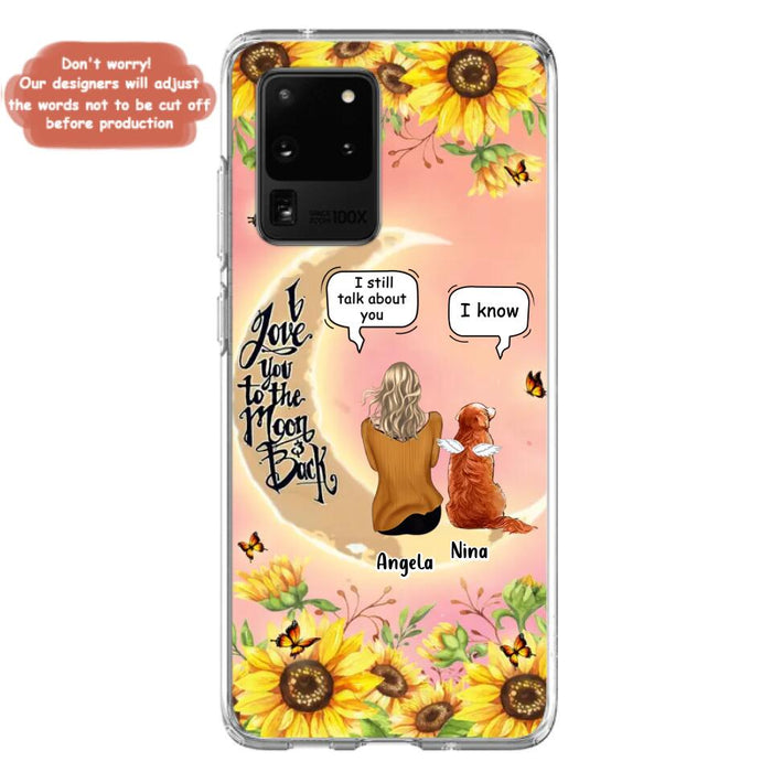 Custom Personalized Memorial Pet Sunflower Phone Case - Adult/Couple With Upto 4 Pets - Memorial Gift Idea For Dog/Cat Lovers - I Love You To The Moon & Back - Case For iPhone & Samsung