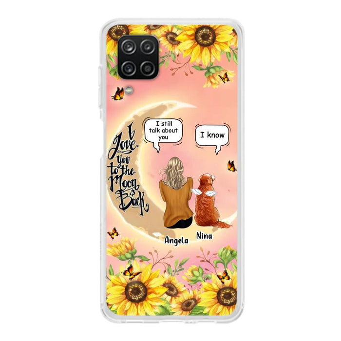 Custom Personalized Memorial Pet Sunflower Phone Case - Adult/Couple With Upto 4 Pets - Memorial Gift Idea For Dog/Cat Lovers - I Love You To The Moon & Back - Case For iPhone & Samsung