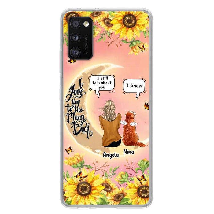 Custom Personalized Memorial Pet Sunflower Phone Case - Adult/Couple With Upto 4 Pets - Memorial Gift Idea For Dog/Cat Lovers - I Love You To The Moon & Back - Case For iPhone & Samsung