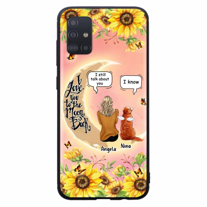 Custom Personalized Memorial Pet Sunflower Phone Case - Adult/Couple With Upto 4 Pets - Memorial Gift Idea For Dog/Cat Lovers - I Love You To The Moon & Back - Case For iPhone & Samsung