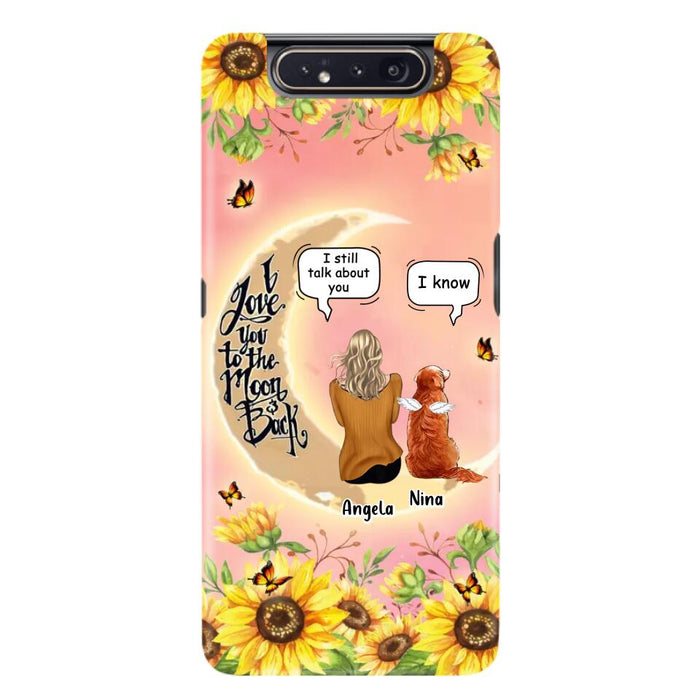 Custom Personalized Memorial Pet Sunflower Phone Case - Adult/Couple With Upto 4 Pets - Memorial Gift Idea For Dog/Cat Lovers - I Love You To The Moon & Back - Case For iPhone & Samsung