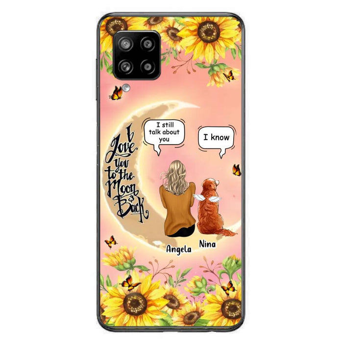 Custom Personalized Memorial Pet Sunflower Phone Case - Adult/Couple With Upto 4 Pets - Memorial Gift Idea For Dog/Cat Lovers - I Love You To The Moon & Back - Case For iPhone & Samsung