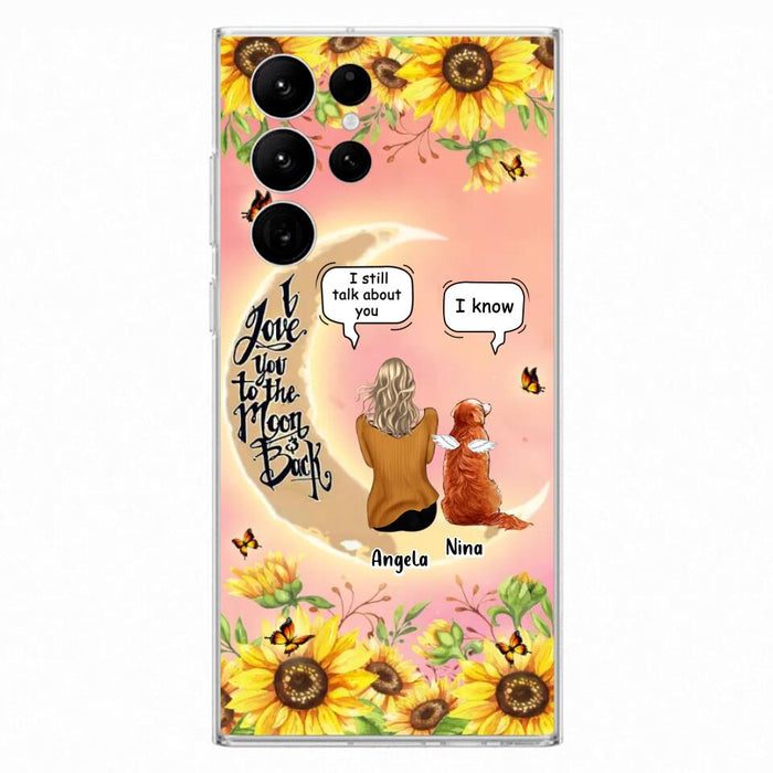 Custom Personalized Memorial Pet Sunflower Phone Case - Adult/Couple With Upto 4 Pets - Memorial Gift Idea For Dog/Cat Lovers - I Love You To The Moon & Back - Case For iPhone & Samsung