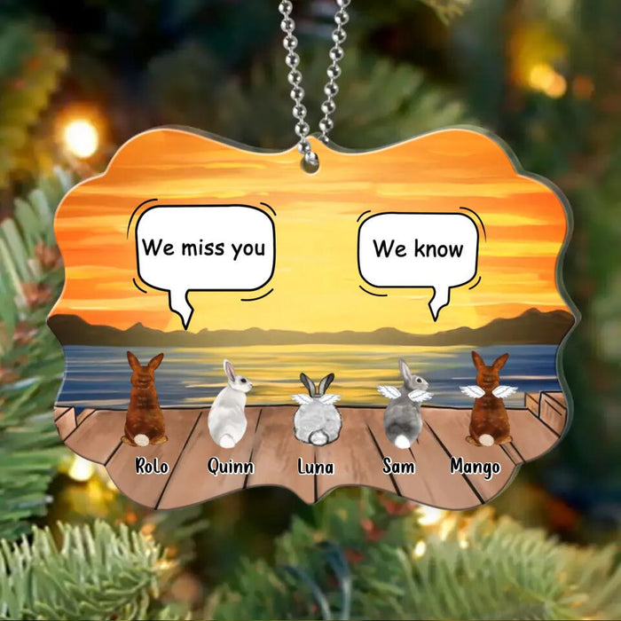 Custom Personalized Memorial Rabbits Acrylic Ornament - Upto 5 Rabbits - Memorial Gift Idea For Rabbits Owners