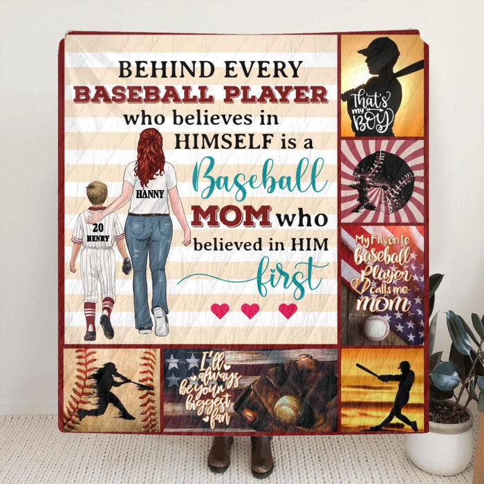 Custom Personalized Baseball Mom Fleece/Quilt Blanket - Gift Idea For Mother's Day /Christmas/ Birthday - My Favorite Baseball Player Calls Me Mom