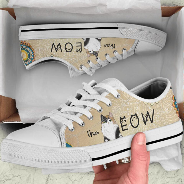 Custom Personalized Meow Cat Sneakers - Upto 4 Cats - Gift Idea For Cat Lovers