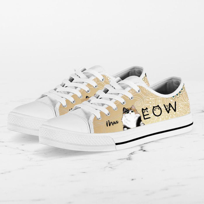 Custom Personalized Meow Cat Sneakers - Upto 4 Cats - Gift Idea For Cat Lovers