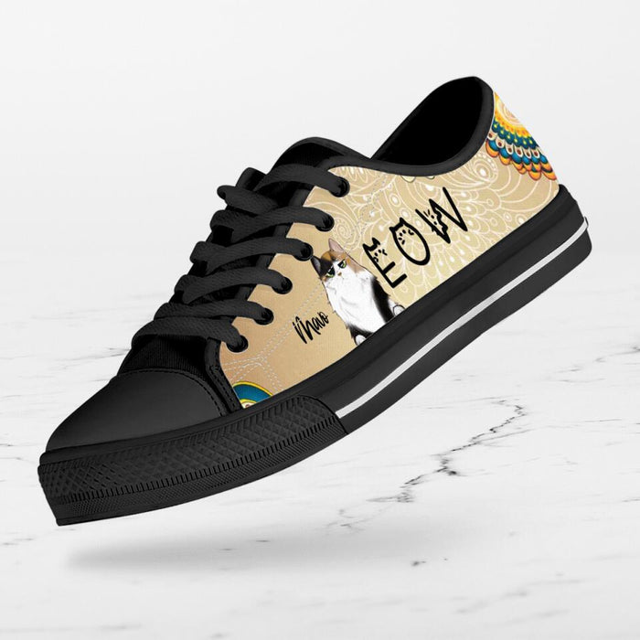 Custom Personalized Meow Cat Sneakers - Upto 4 Cats - Gift Idea For Cat Lovers