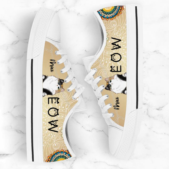 Custom Personalized Meow Cat Sneakers - Upto 4 Cats - Gift Idea For Cat Lovers