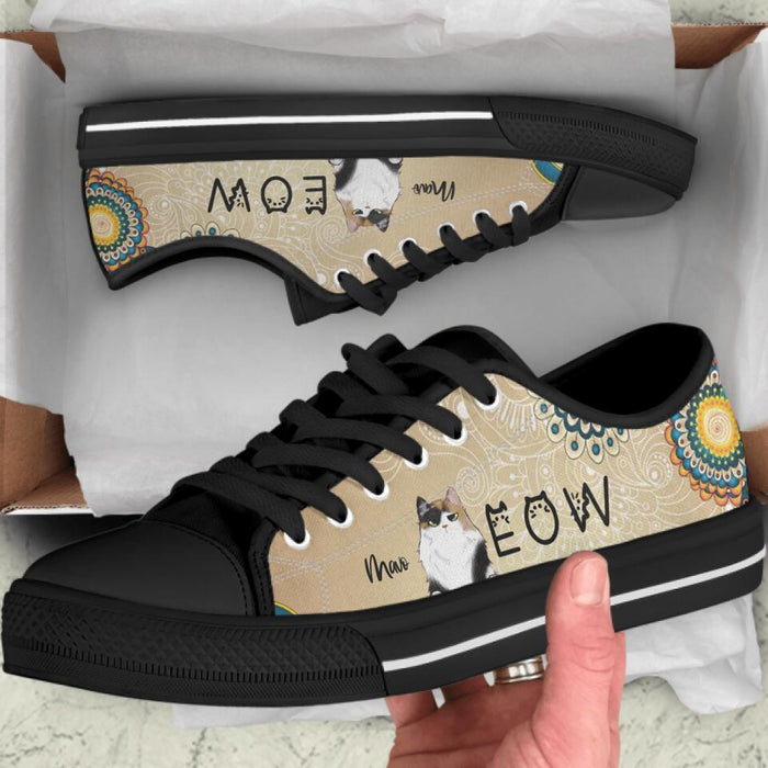 Custom Personalized Meow Cat Sneakers - Upto 4 Cats - Gift Idea For Cat Lovers