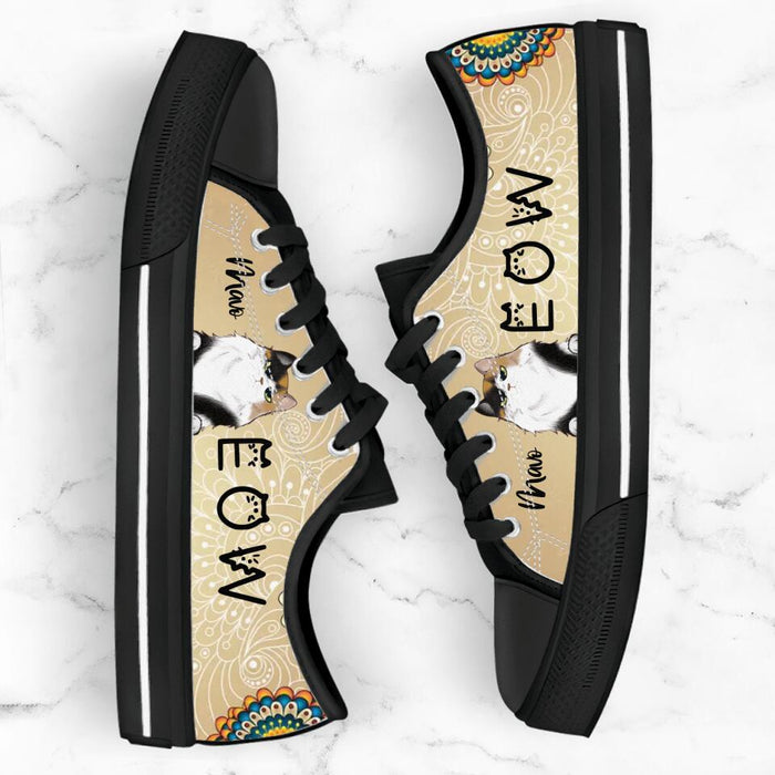 Custom Personalized Meow Cat Sneakers - Upto 4 Cats - Gift Idea For Cat Lovers