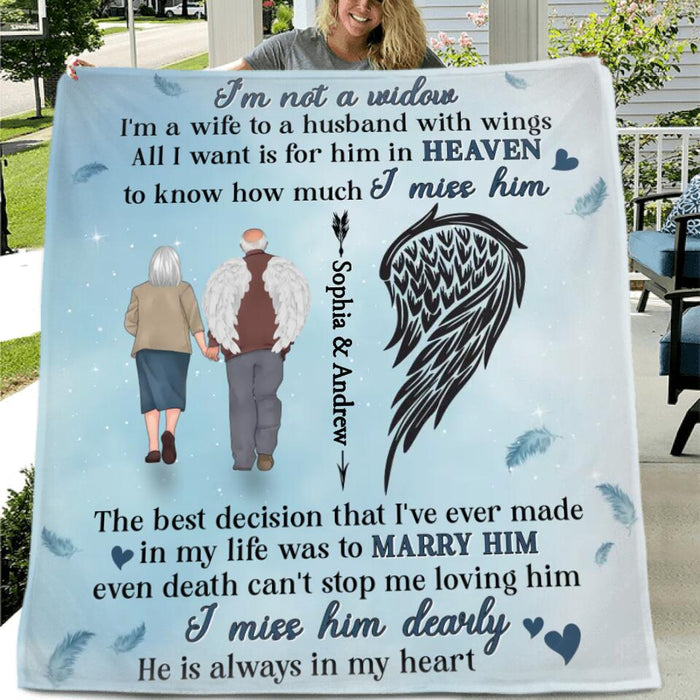 Personalized Memorial Single Layer Fleece/ Quilt - Memorial Gift Idea From Wife To Husband In Heaven  - He Is Always In My Heart