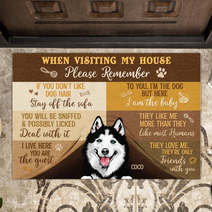 Custom Personalized Dog Doormat - Gift Idea For Dog Lover - When Visiting My House