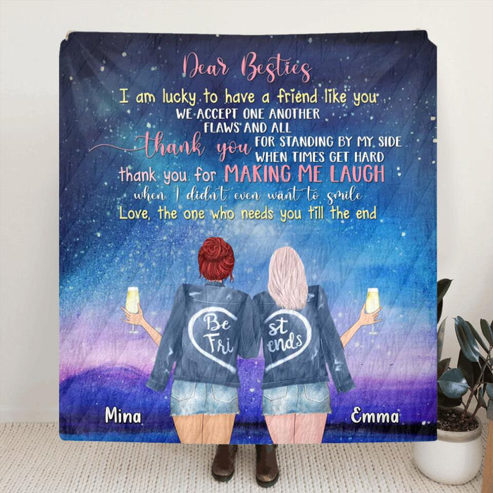 Personalized Bestie/ Sister Fleece Throw Blanket/ Quilt - Gift Idea For Birthday/ Best Friend - Love, The One Who Needs You Till The End