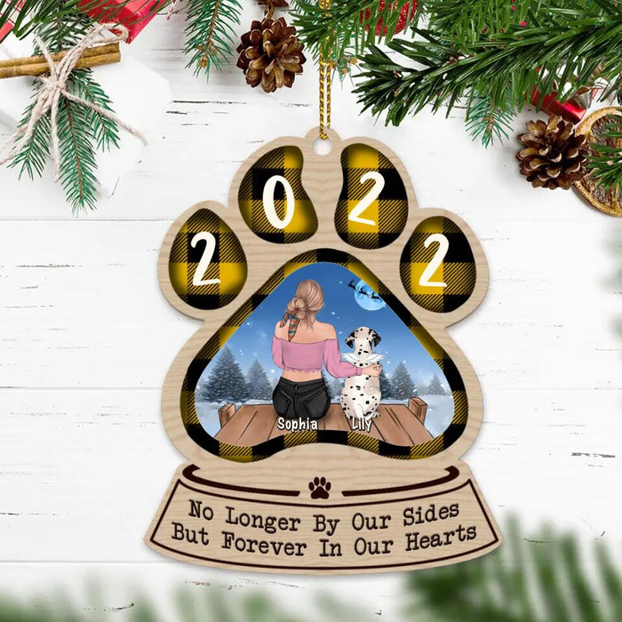 Custom Personalized Memorial Dog Ornament - Memorial Gift Idea For Dog Mom/ Dog Dad - No Longer By Our Sides But Forever In Our Hearts