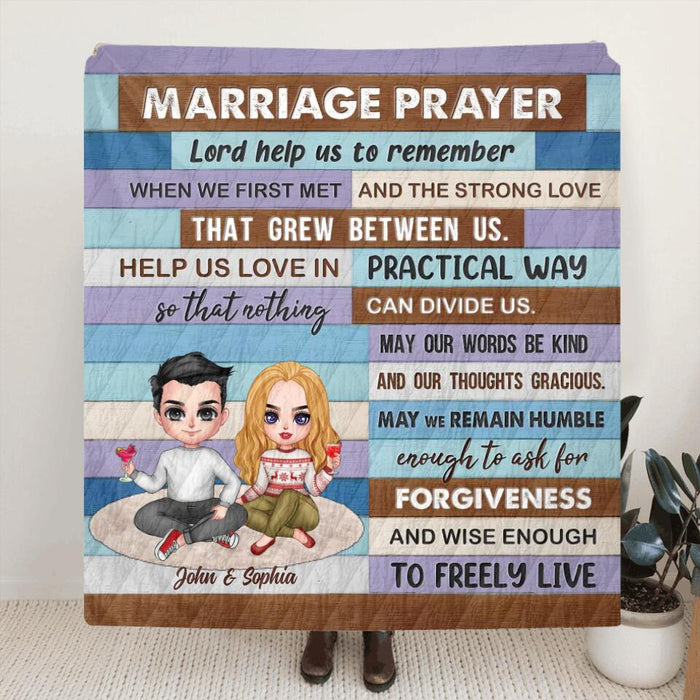 Custom Personalized Couple Quilt/Single Layer Fleece Blanket - Gift Idea For Couple - Marriage Prayer Lord Help Us To Remember