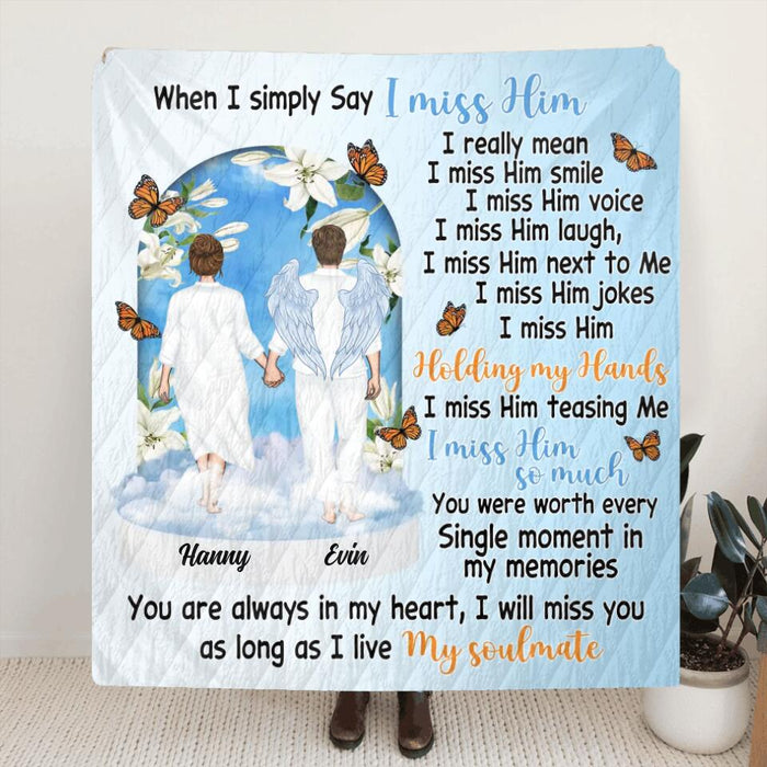 Custom Personalized Memorial Couple Quilt/Single Layer Fleece Blanket - Memorial Gift Idea For Couple - You Are Always In My Heart