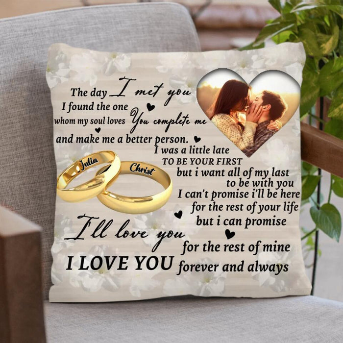 Personalized Upload Photo Pillow Cover - Anniversary Gift For Couple/ Parents/ Husband/ Wife - I Love You Forever and Always