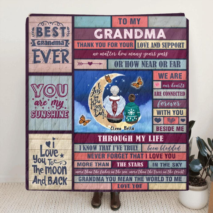 Custom Personalized To My Grandma Quilt/Single Layer Fleece Blanket - Gift Idea For Grandma From Grandkid - Upto 3 Kids - Best Grandma Ever