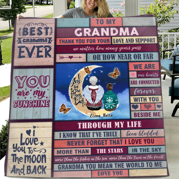 Custom Personalized To My Grandma Quilt/Single Layer Fleece Blanket - Gift Idea For Grandma From Grandkid - Upto 3 Kids - Best Grandma Ever