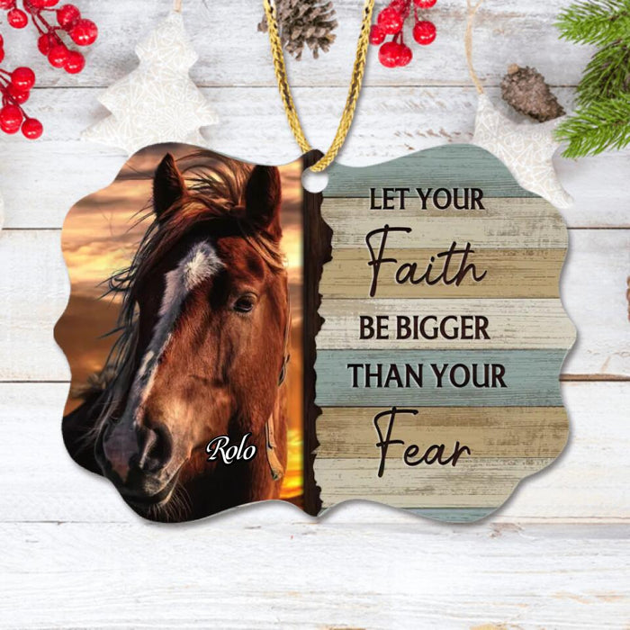 Custom Personalized Pet Photo Rectangle Ornament - Gift Idea For Pet Owners - Let Your Faith Be Bigger Than Your Fear