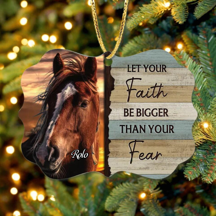 Custom Personalized Pet Photo Rectangle Ornament - Gift Idea For Pet Owners - Let Your Faith Be Bigger Than Your Fear