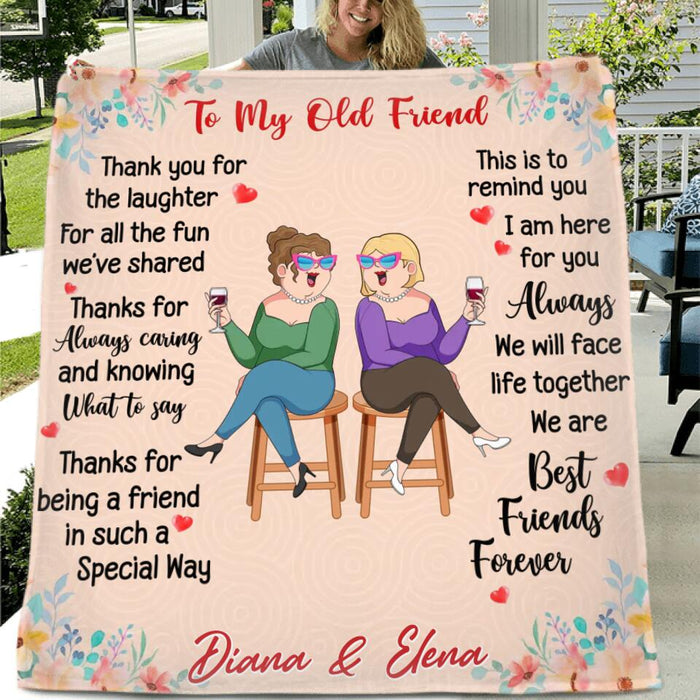 Custom Personalized Old Friends Pillow Cover/ Fleece/Quilt Blanket - Gift Idea For Friends/ Besties - To My Old Friend