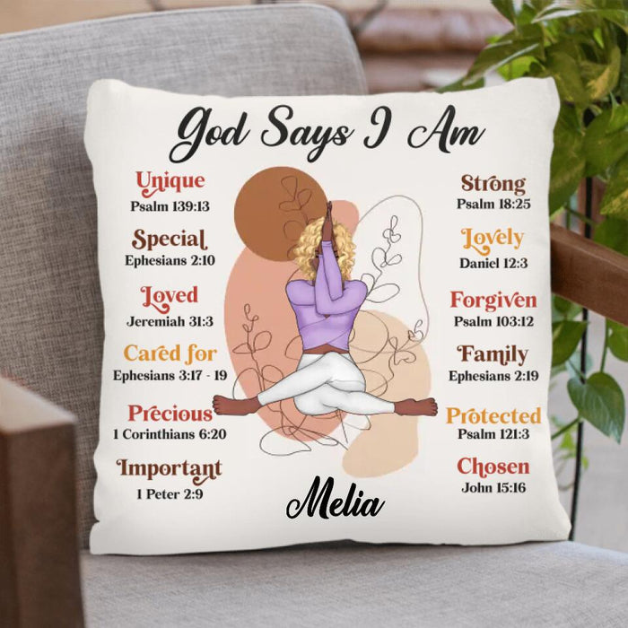 Custom Personalized Yoga Girl Quilt/Single Layer Fleece Blanket/Pillow Cover - Gift Idea For Yoga Lovers - God Says I am