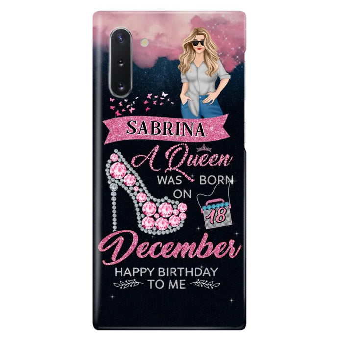 Custom Personalized Birthday Queen Phone Case - Gift Idea For Friends/Birthday - A Queen Was Born - Case for iPhone/Samsung