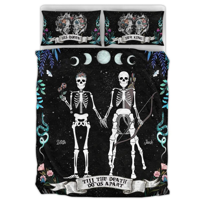 Custom Personalized Horoscope Skeleton Couple Quilt Bed Sets - Gift Idea For Couple, Husband and Wife - Till The Death Do Us Part