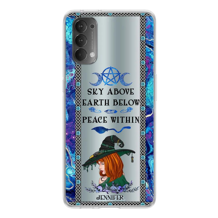 Custom Personalized Witch Phone Case - Gift Idea For Witch Lovers - Sky Above Earth Below Peace Within - Cases For Oppo, Xiaomi & Huawei