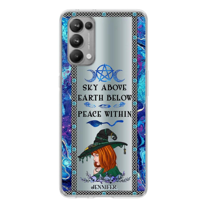 Custom Personalized Witch Phone Case - Gift Idea For Witch Lovers - Sky Above Earth Below Peace Within - Cases For Oppo, Xiaomi & Huawei