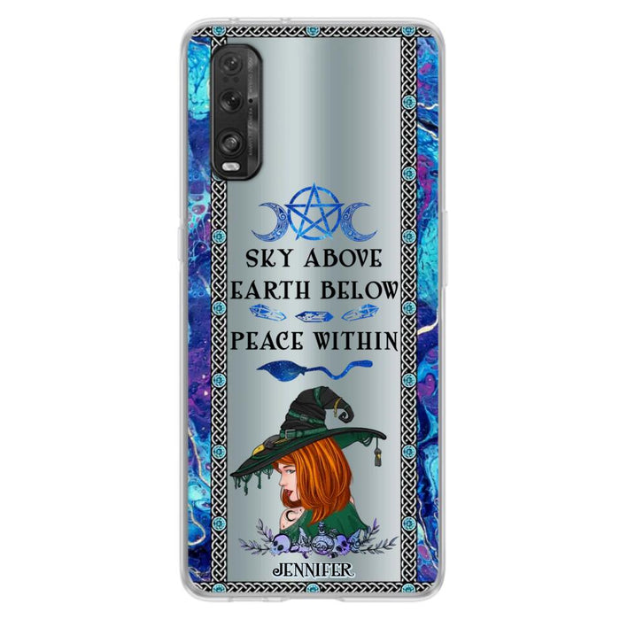 Custom Personalized Witch Phone Case - Gift Idea For Witch Lovers - Sky Above Earth Below Peace Within - Cases For Oppo, Xiaomi & Huawei