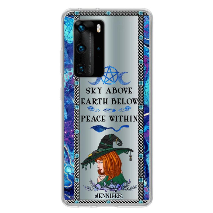 Custom Personalized Witch Phone Case - Gift Idea For Witch Lovers - Sky Above Earth Below Peace Within - Cases For Oppo, Xiaomi & Huawei