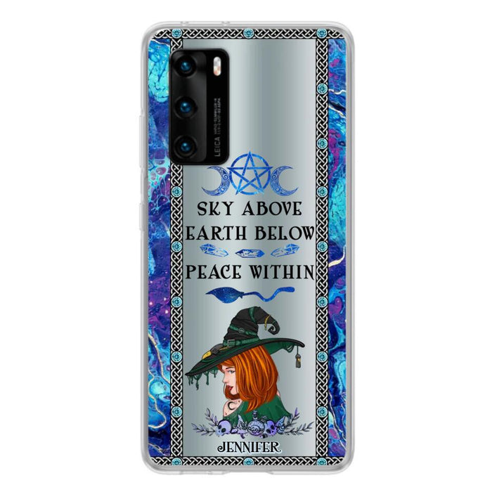 Custom Personalized Witch Phone Case - Gift Idea For Witch Lovers - Sky Above Earth Below Peace Within - Cases For Oppo, Xiaomi & Huawei