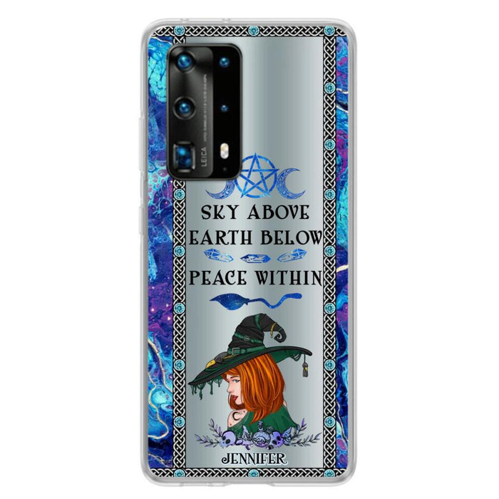 Custom Personalized Witch Phone Case - Gift Idea For Witch Lovers - Sky Above Earth Below Peace Within - Cases For Oppo, Xiaomi & Huawei