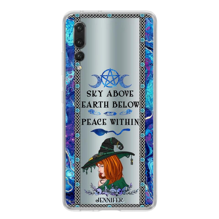 Custom Personalized Witch Phone Case - Gift Idea For Witch Lovers - Sky Above Earth Below Peace Within - Cases For Oppo, Xiaomi & Huawei