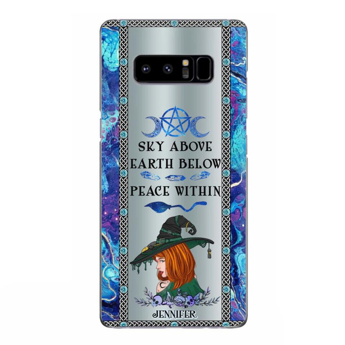 Custom Personalized Witch Phone Case - Gift Idea For Witch Lovers - Sky Above Earth Below Peace Within - Cases For iPhone & Samsung